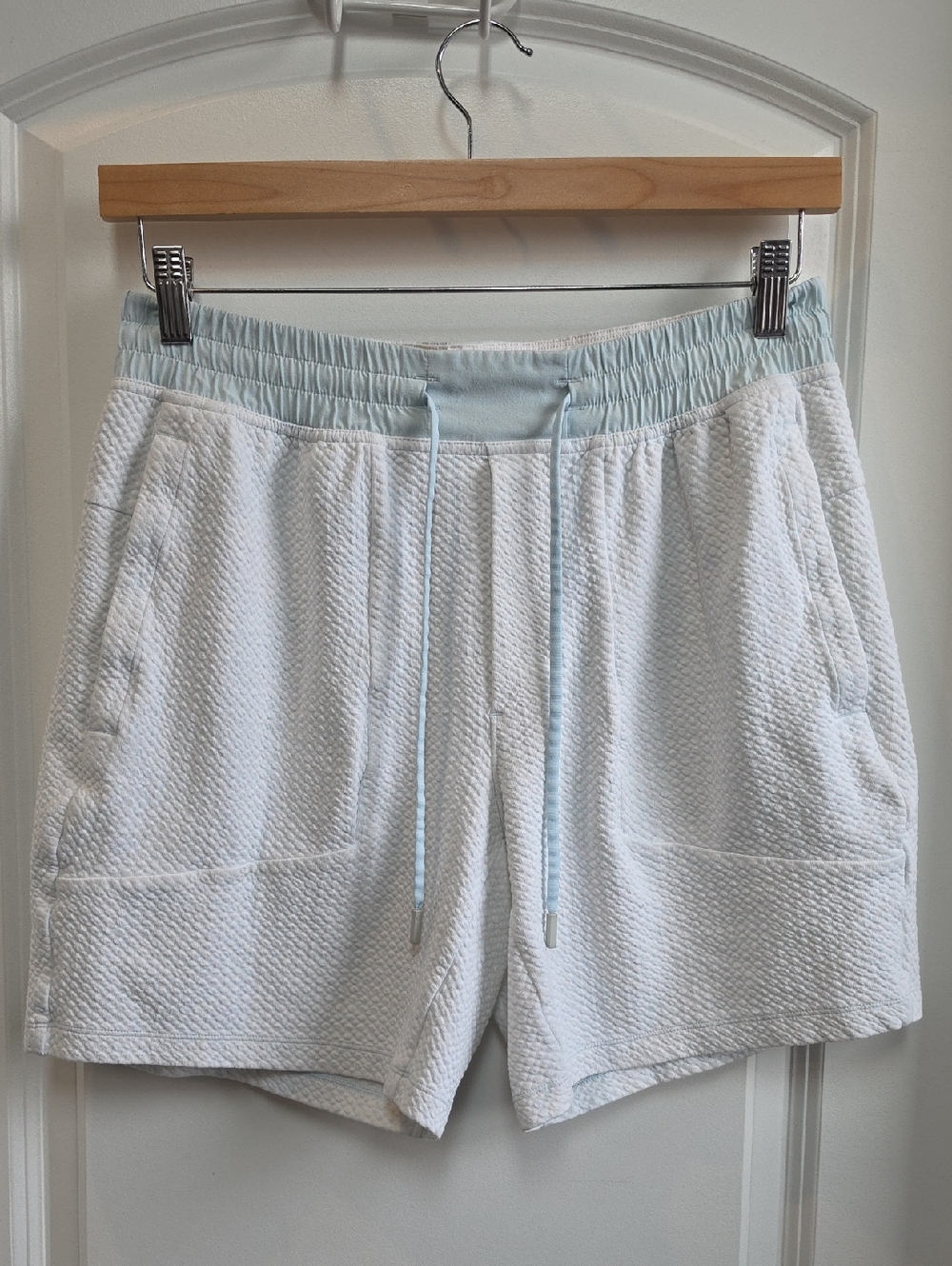 lululemon athletica White with Light Blue Waistband Athletic Shorts